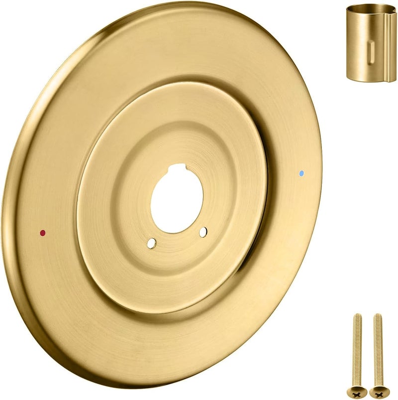 ZXFENG Shower Handle Cover Plate, Brushed Gold,for One-Handle Tub and Shower Faucets, Escutcheon Replacement for Moen 16090 Chateau Collection - Image 1